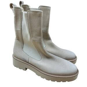 Paul Green Beige Off White Leather Boot 07502 Size 6.5 US 9 Excellent Condition
